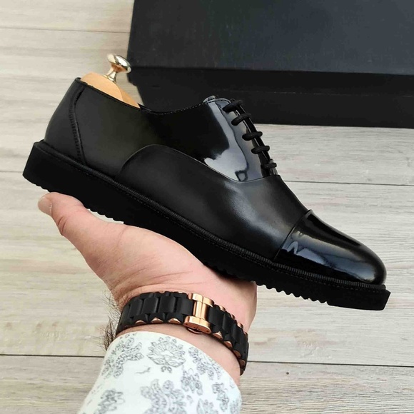 Black Men\'s Genuine Leather Oxfords main image 5